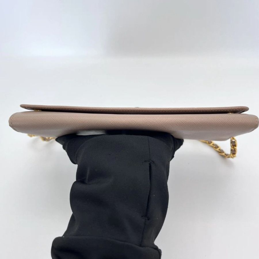 PRADA 裸粉色牛皮法棍肩背斜背包 21*10.5*2.5 98新 配件塵袋盒子-2