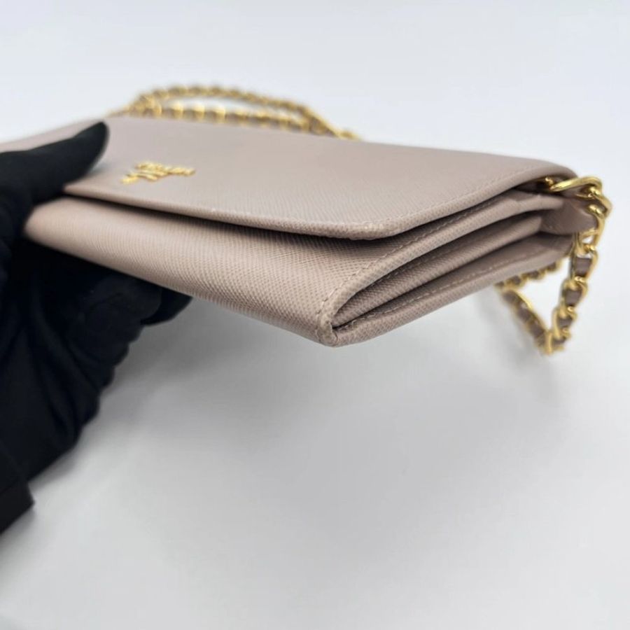PRADA 裸粉色牛皮法棍肩背斜背包 21*10.5*2.5 98新 配件塵袋盒子-3