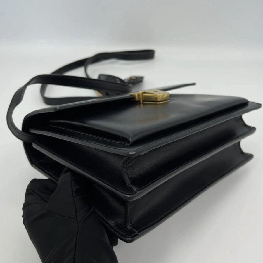 YSL 黑色金扣手提肩背斜背郵差包22*16*7 98新配件塵袋-4