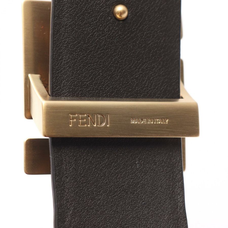 FENDI FF 標誌扣環皮帶 7C0541ASIWF1S9U95 皮革 棕色 全新 女士-3