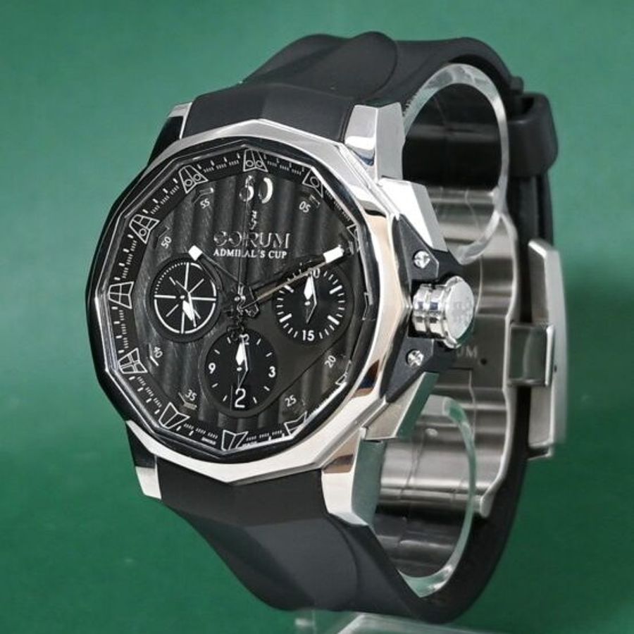 9成5新 CORUM 崑崙錶 ADMIRAL Admiral’s Cup Challenge 01.0071 Automatic Chronograph 43mm Date Black Dial Box&Papers (思英Ora)-7