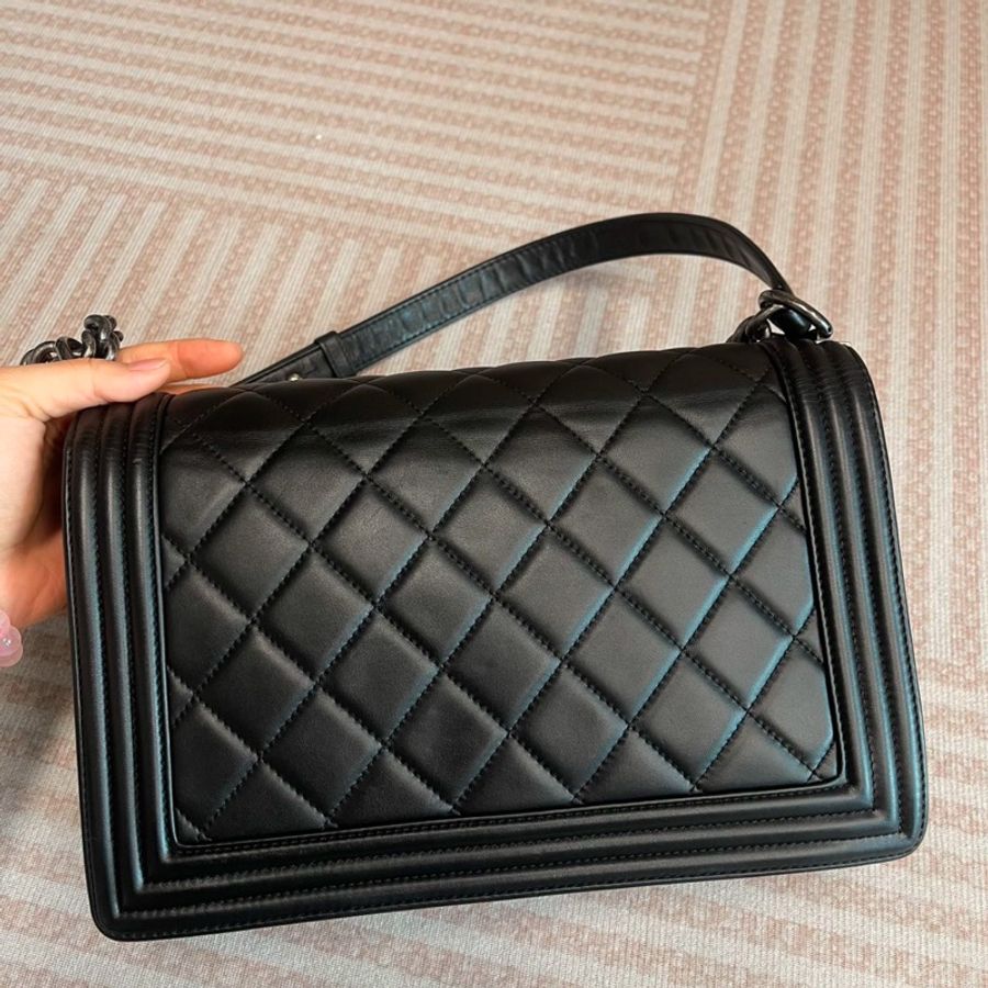 Chanel leboy28黑銀全牛皮鏈條斜挎包 #99新閒置 #櫃上在售25萬-23