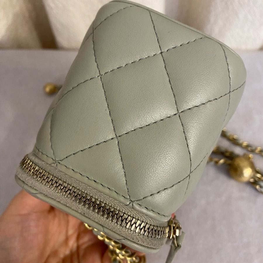 CHANEL 香奈兒 超級熱門金球盒子包 31開 灰绿色-7