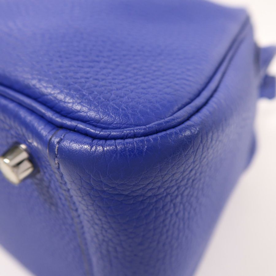 HERMES 【激減優惠】Clemence皮革Lindy 26手挽肩背兩用袋銀扣Bleu Electric-10
