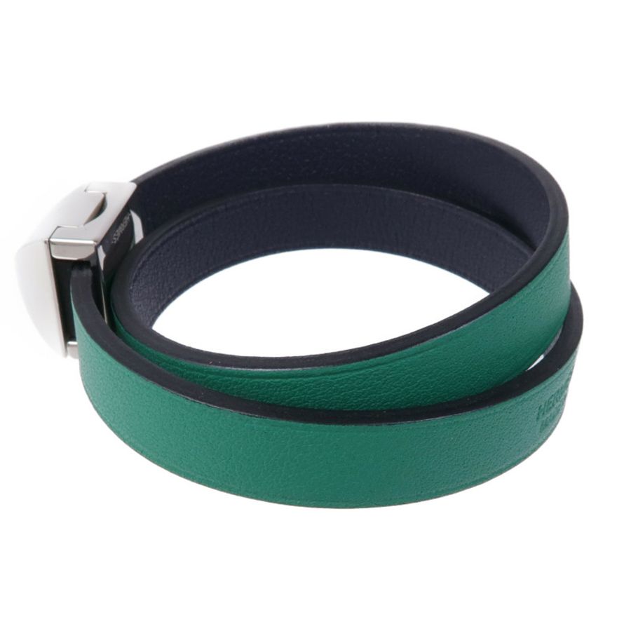 HERMES 【激減優惠】Swift皮革Medor Infini Double Tour Bracelet銀扣手鐲-1