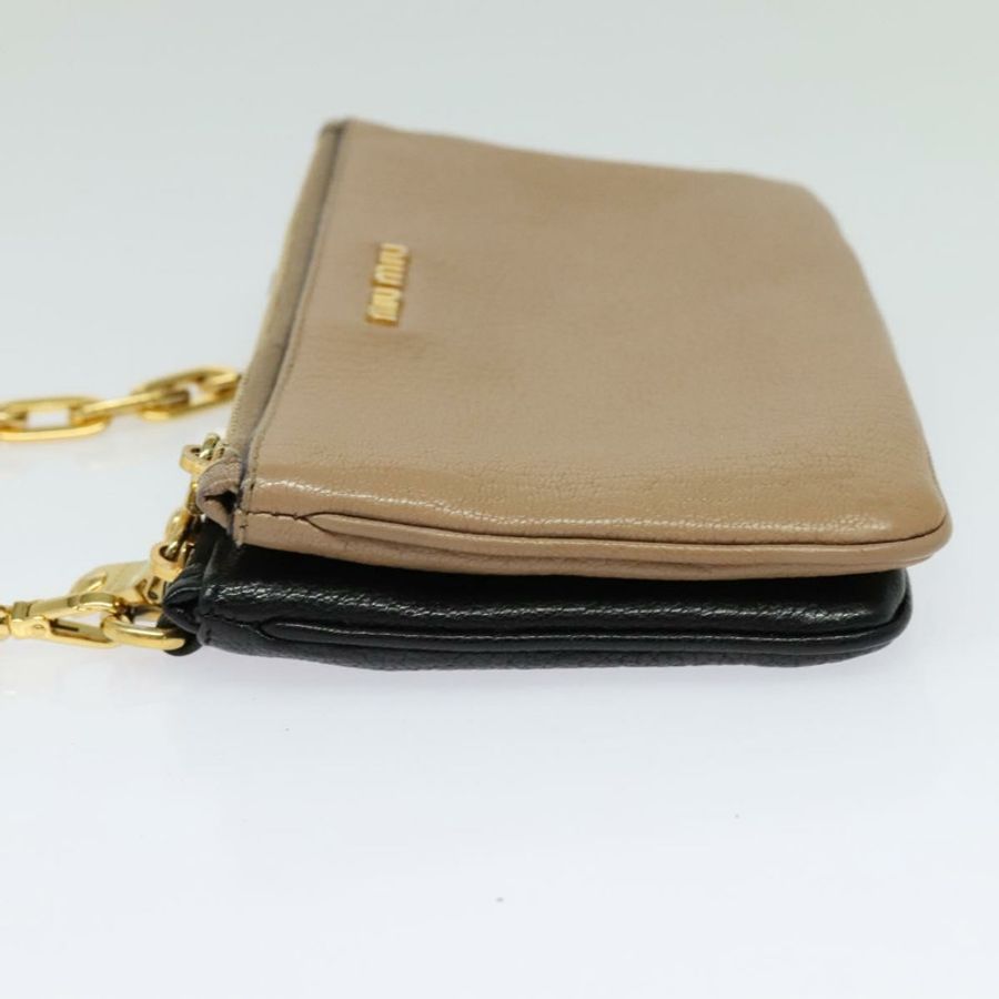 【日本直送】Miu Miu 鏈條單肩包 皮革 米色 金色 正品 138544-2