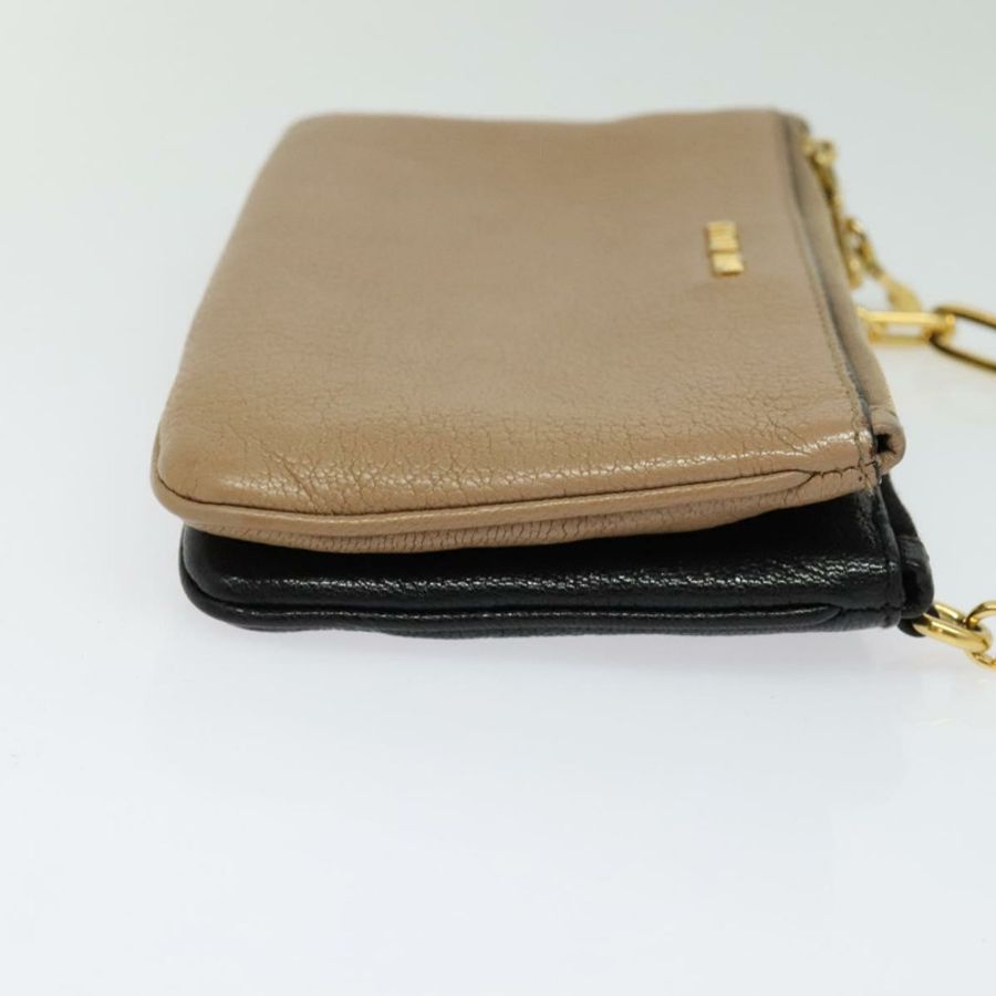 【日本直送】Miu Miu 鏈條單肩包 皮革 米色 金色 正品 138544-3
