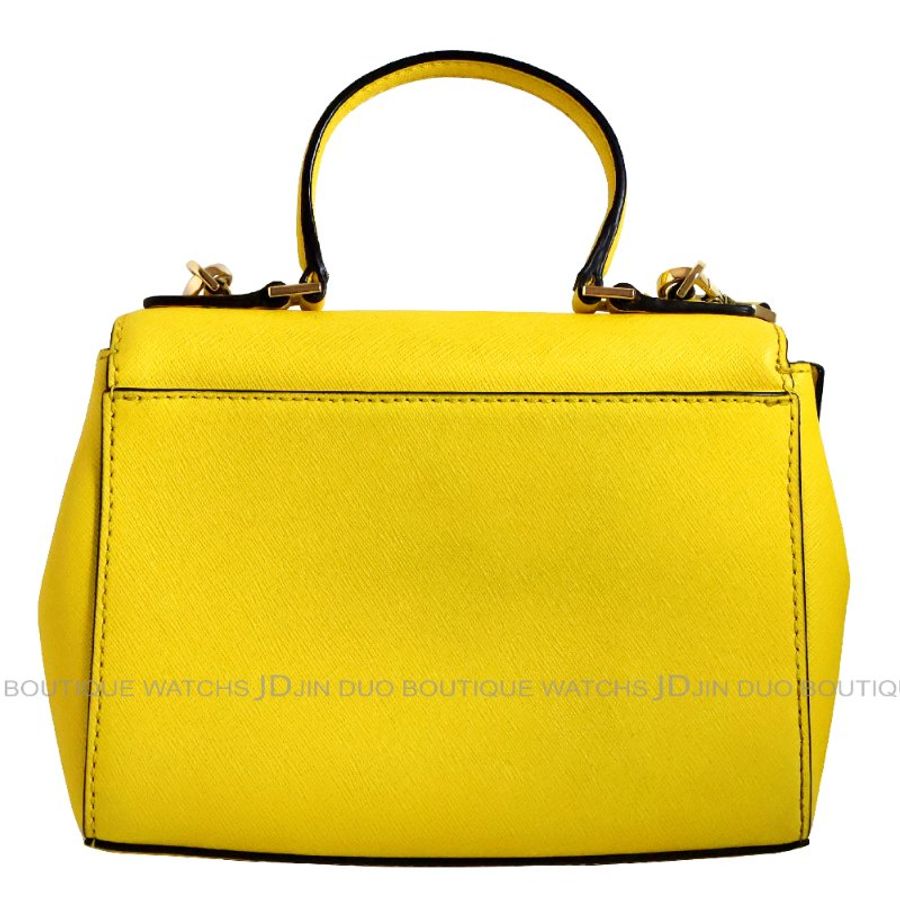金鐸精品~2480 MICHAEL KORS MK Callie黃色防刮十字皮革紋手提側肩背包-1