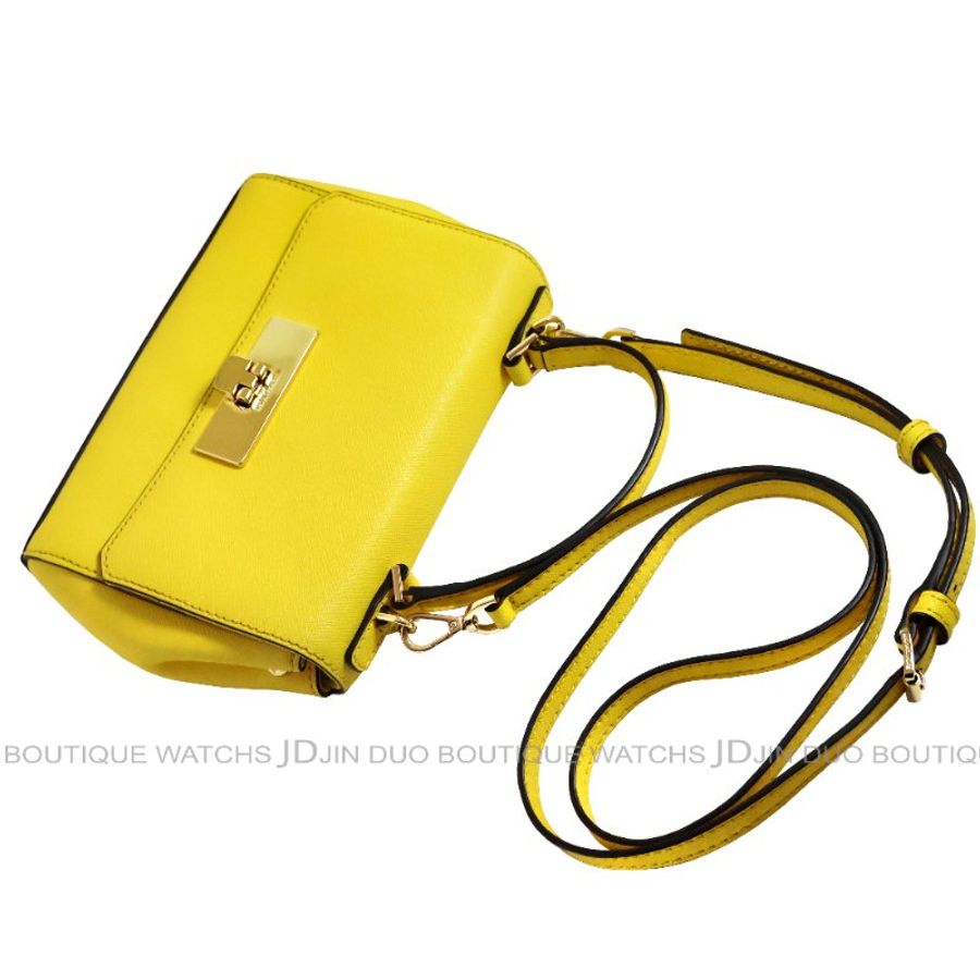 金鐸精品~2480 MICHAEL KORS MK Callie黃色防刮十字皮革紋手提側肩背包-3