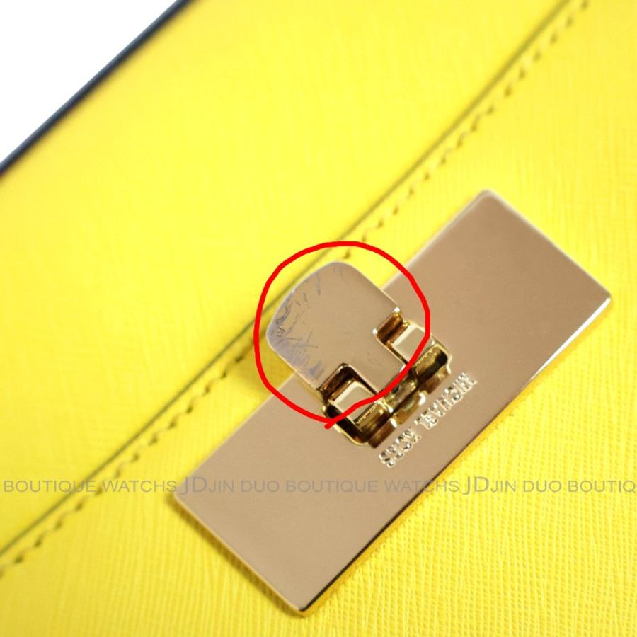 金鐸精品~2480 MICHAEL KORS MK Callie黃色防刮十字皮革紋手提側肩背包-7