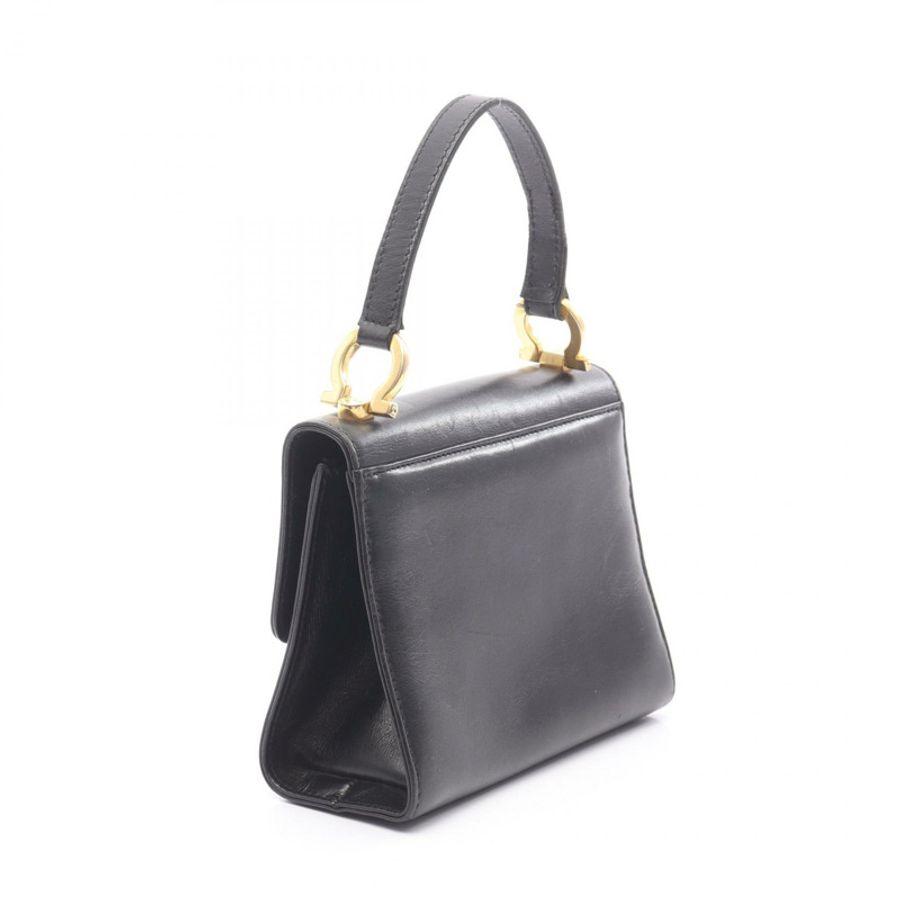 Salvatore Ferragamo Gancini 手提包 21 4797 黑色皮革 二手 女士 GHW-1