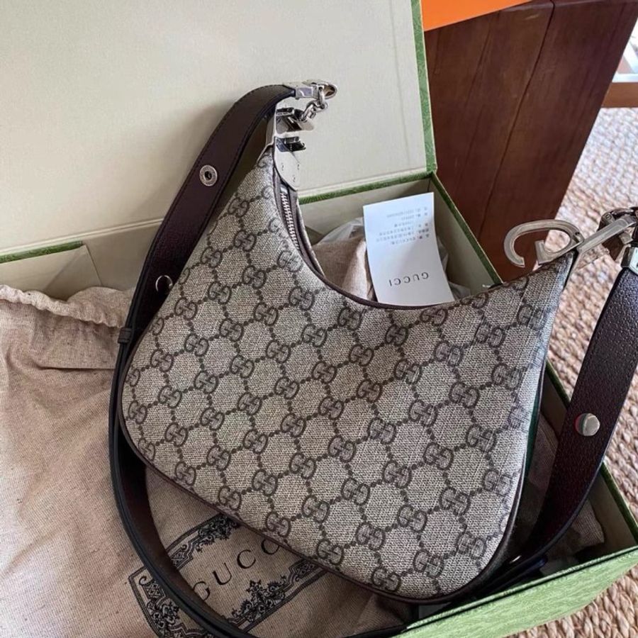 Gucci 老花 attache小號餃子包肩背斜背郵差包23*22*5 99新配件塵袋盒子-5