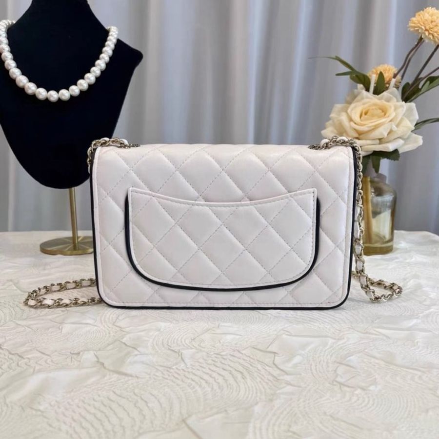Chanel 25P 黑白熊貓拼色Woc鏈條包 全新配件塵袋購證-5