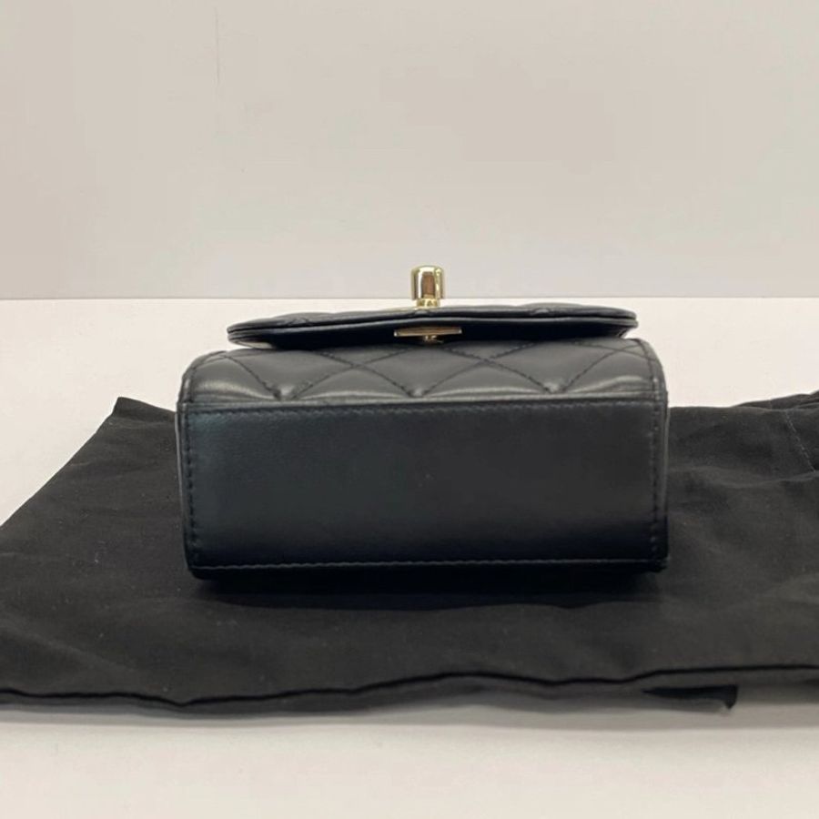 CHANEL Trendy cc mini黑金肩背斜背包小廢包11*10*4 98新配件盒子塵袋保卡-3