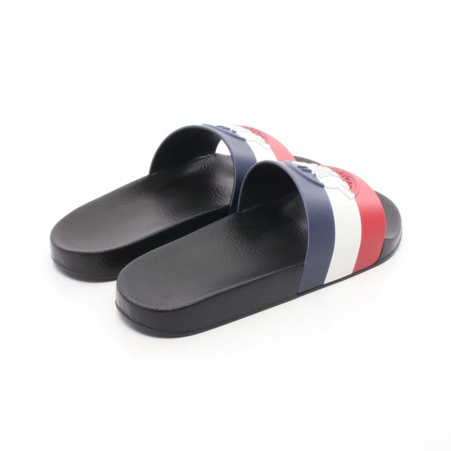MONCLER BASILE 男士淋浴涼鞋 4C0002001A4999843 橡膠 海軍藍 白色 #43 全新-1