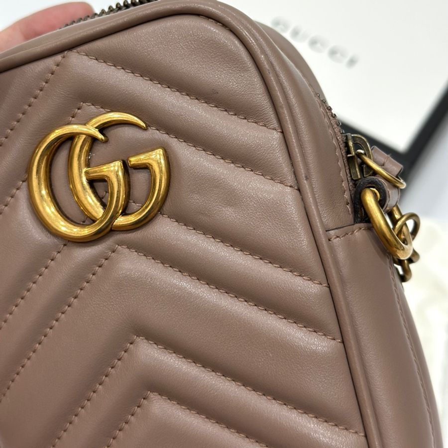 Gucci marmont 馬蒙 裸粉色 裸色 手機包 相機包 斜背包 肩背包 側背包 鍊條包-9