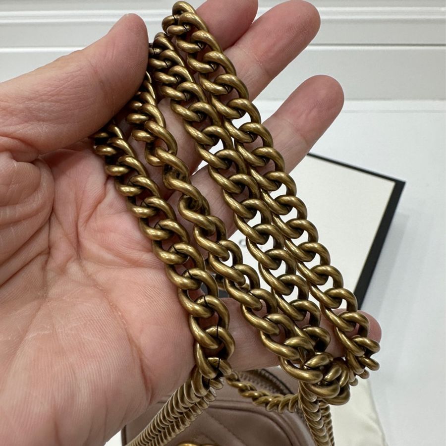 Gucci marmont 馬蒙 裸粉色 裸色 手機包 相機包 斜背包 肩背包 側背包 鍊條包-20