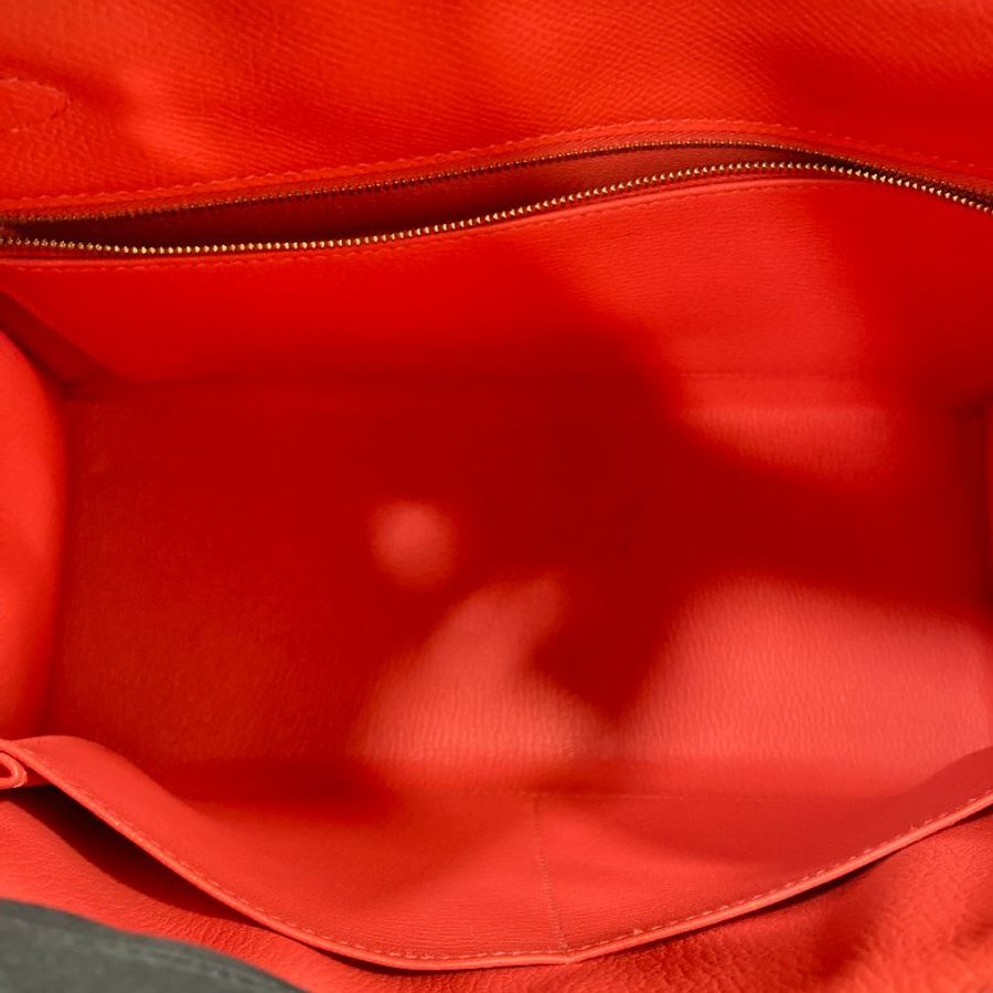 HERMES 愛馬仕 KELLY 28 外縫 Z刻 皮革 手提包 橘紅色 金釦-7