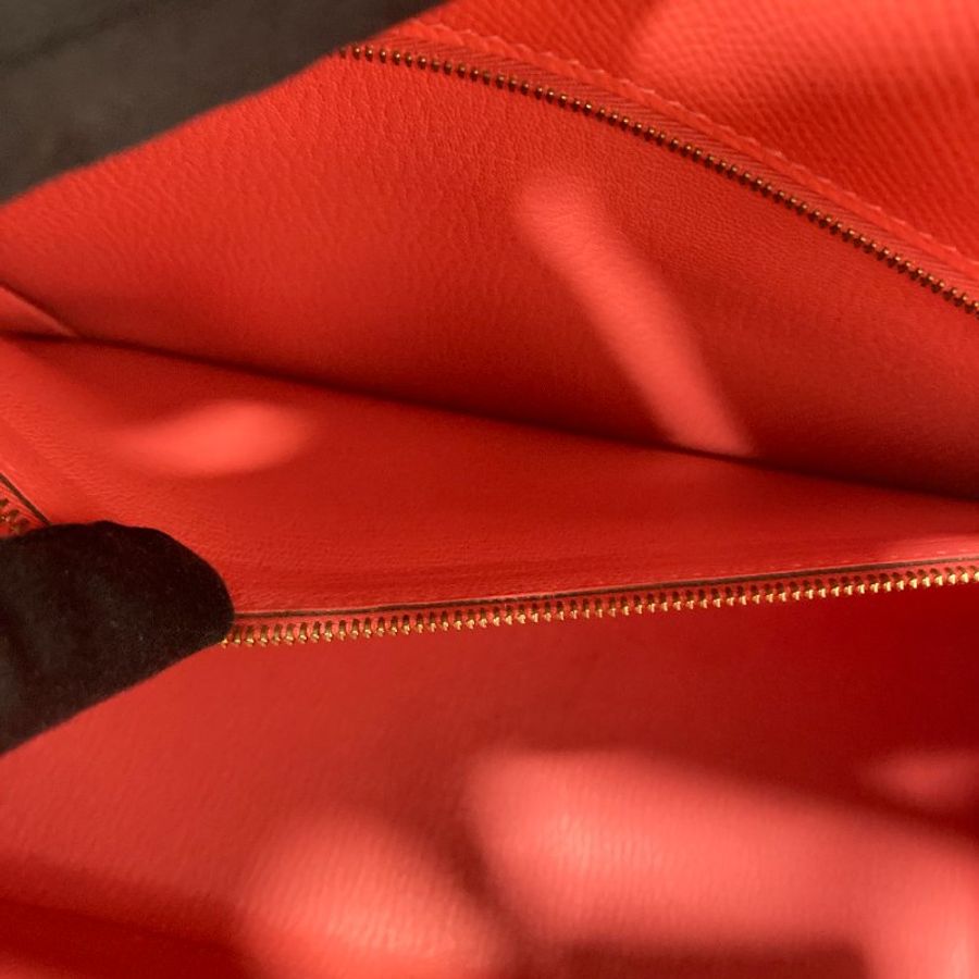 HERMES 愛馬仕 KELLY 28 外縫 Z刻 皮革 手提包 橘紅色 金釦-8