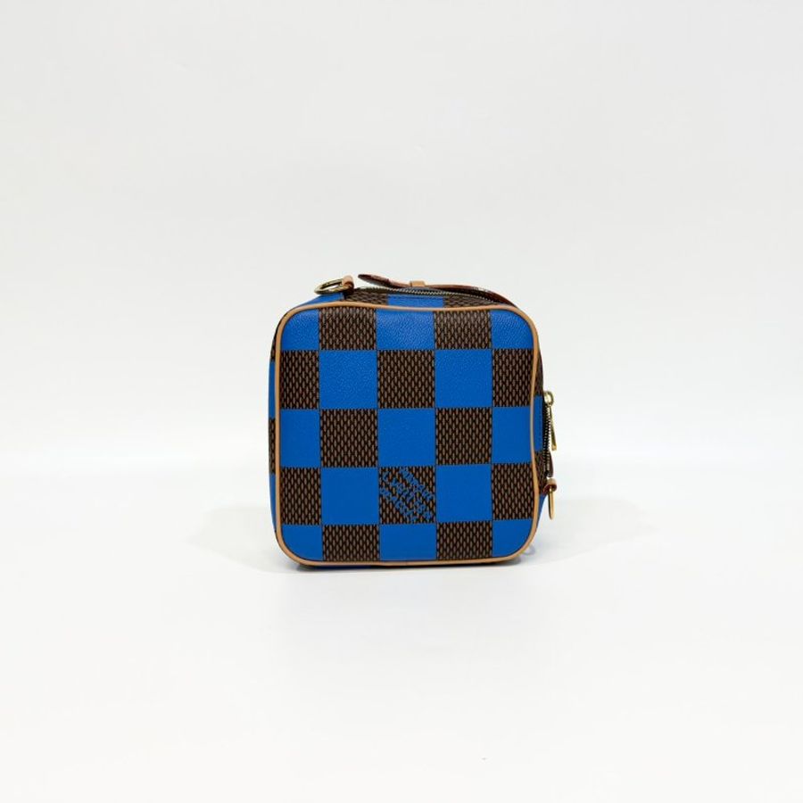 LV棋盤格藍棕色Chess Messenger郵差包N40547-1