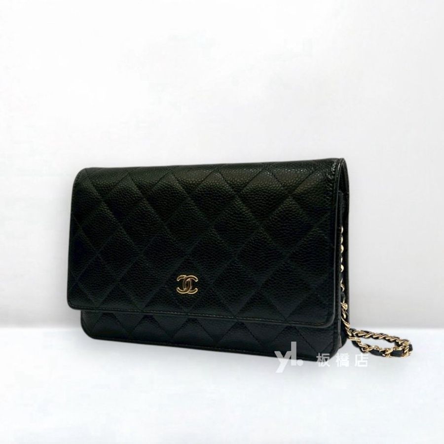 CHANEL 黑荔枝皮金釦WOC A33814-1