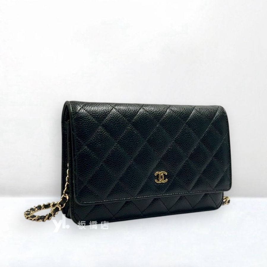 CHANEL 黑荔枝皮金釦WOC A33814-2