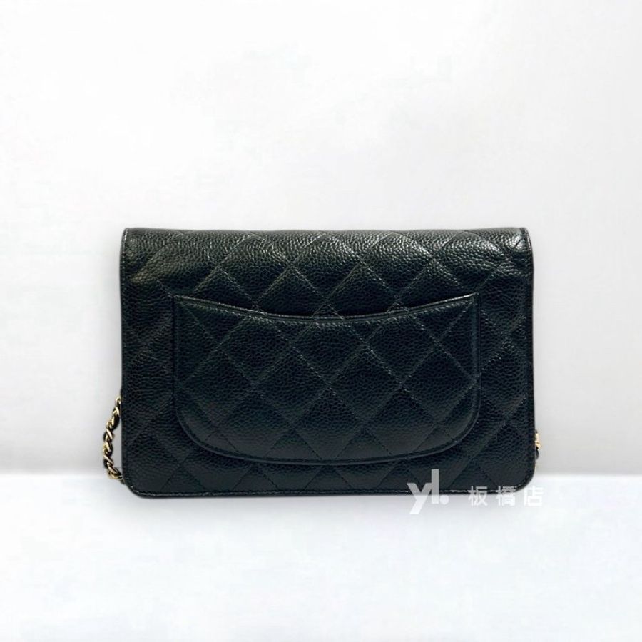 CHANEL 黑荔枝皮金釦WOC A33814-3