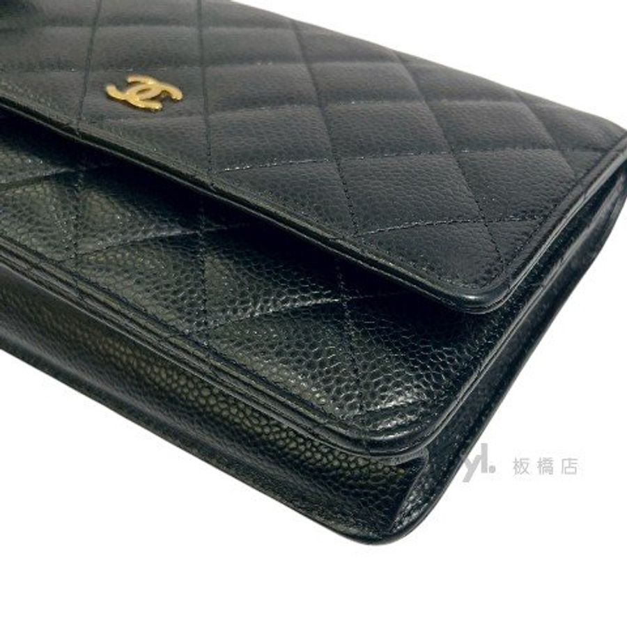 CHANEL 黑荔枝皮金釦WOC A33814-7