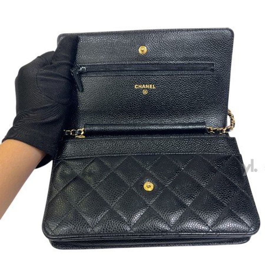 CHANEL 黑荔枝皮金釦WOC A33814-9