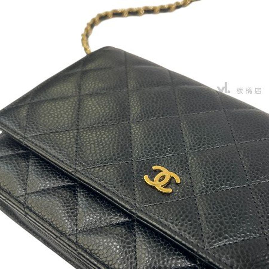 CHANEL 黑荔枝皮金釦WOC A33814-10