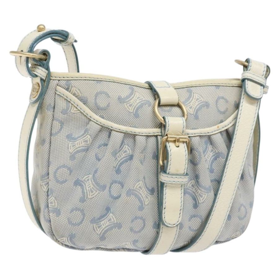 【日本直送】CELINE C Macadam帆布肩背包 淺藍色 金色 正品 138819-0