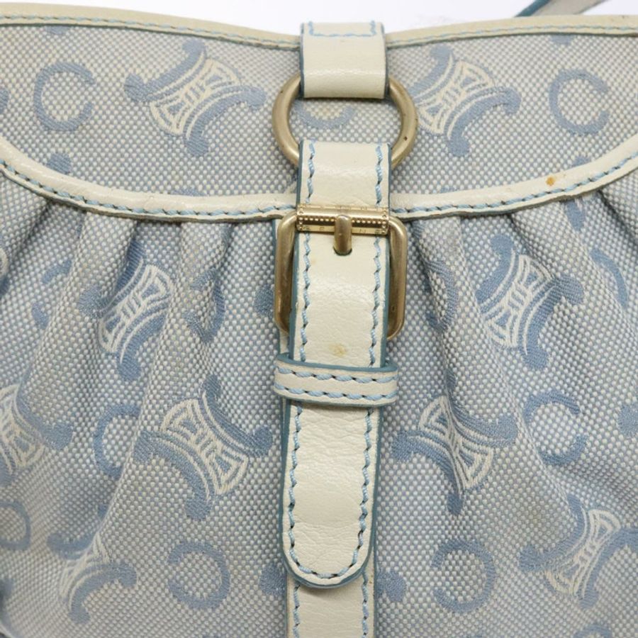 【日本直送】CELINE C Macadam帆布肩背包 淺藍色 金色 正品 138819-16