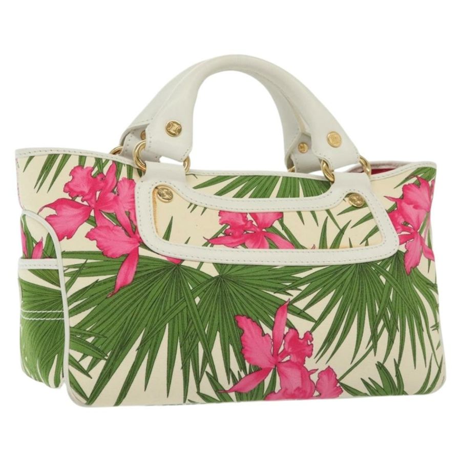 【日本直送】CELINE 手提包 帆布 白色 金色 正品 139166-0