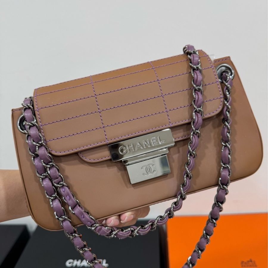 chanel 香奈兒 冰格包 駝色 鍊條包 斜背包 肩背包 側背包 鍊條包-0