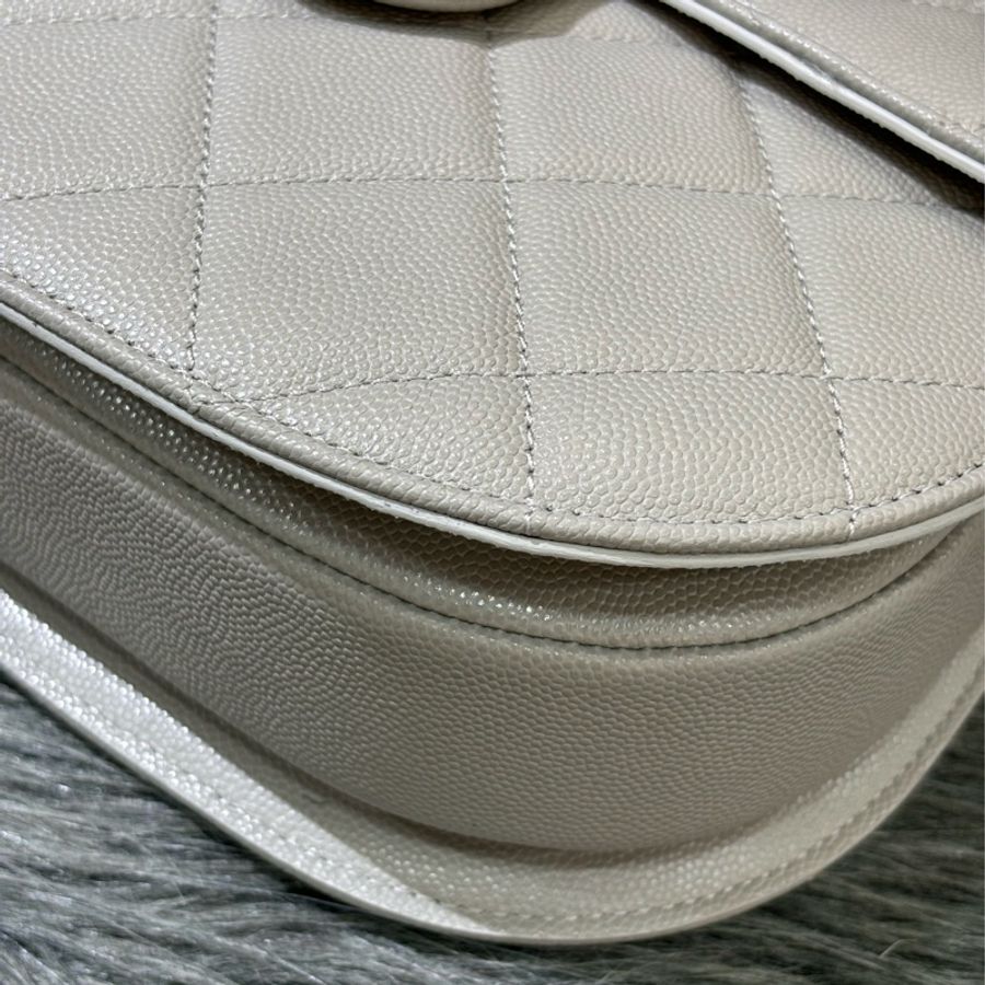 CHANEL AS2485 COCO SADDLE 大象灰荔枝皮 金鍊 口蓋包 鈴鼓包 馬鞍包 斜背包 肩背包 盾牌包-13
