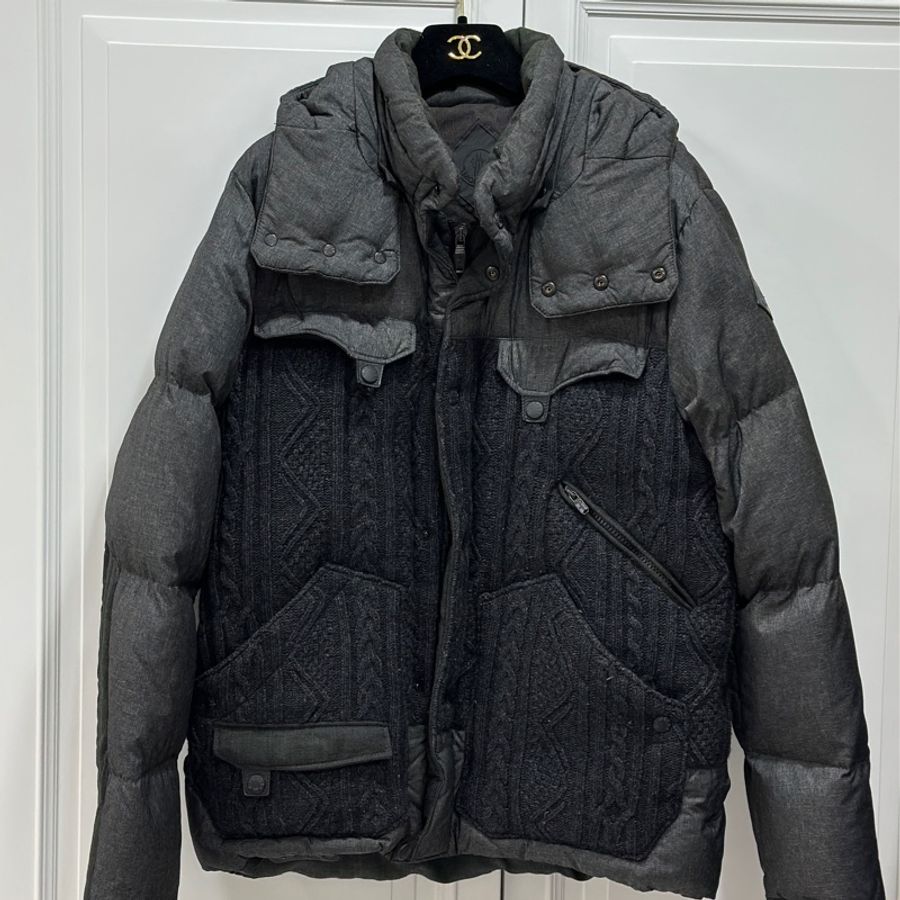 moncler 深灰色 毛線 羽絨外套 外套 夾克 風衣-2