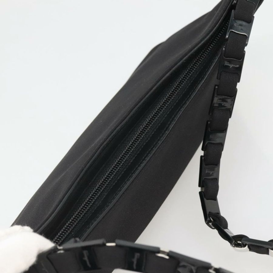 【日本直送】Salvatore Ferragamo 鏈條 Vala 單肩包 尼龍 黑色 銀色 正品 138415-5