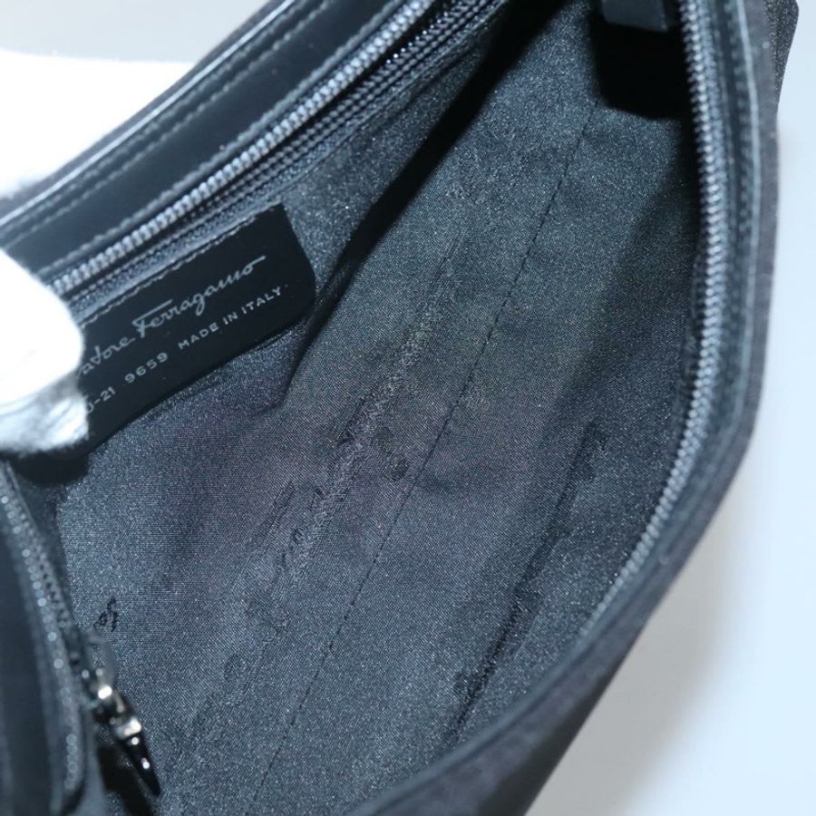 【日本直送】Salvatore Ferragamo 鏈條 Vala 單肩包 尼龍 黑色 銀色 正品 138415-10