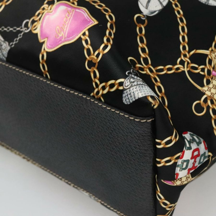 【日本直送】GUCCI 緞面托特包 奧特萊斯 黑色 金色 154402 正品 yk19258-14