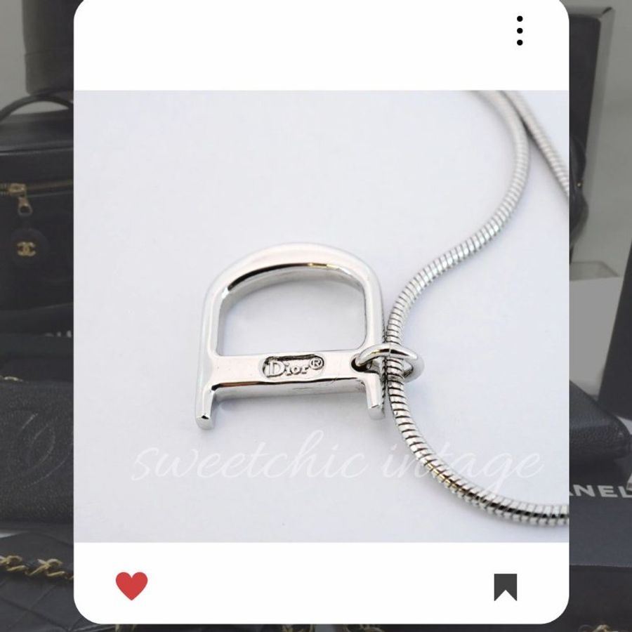 💖9月新品上架 🔥甜價 限時折扣 💖 ✨ChristianDior Logo necklace DIOR 銀色水鑽頸鏈 經典DIOR 頸項款-3