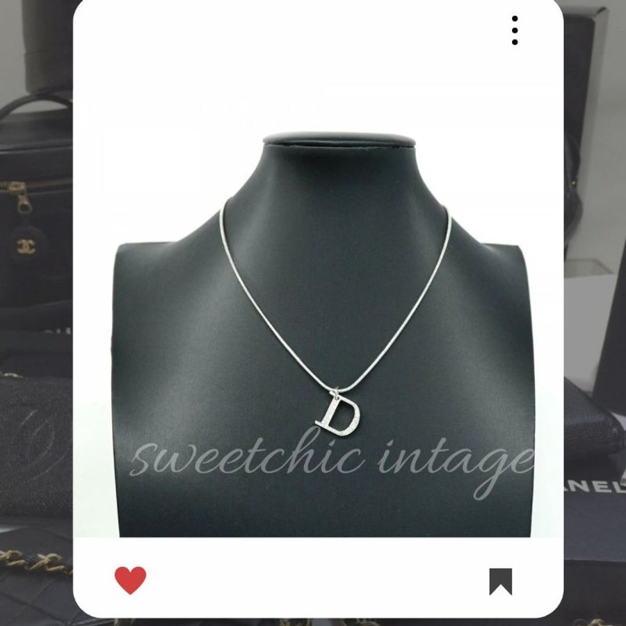 💖9月新品上架 🔥甜價 限時折扣 💖 ✨ChristianDior Logo necklace DIOR 銀色水鑽頸鏈 經典DIOR 頸項款-6