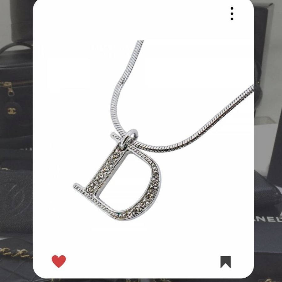 💖9月新品上架 🔥甜價 限時折扣 💖 ✨ChristianDior Logo necklace DIOR 銀色水鑽頸鏈 經典DIOR 頸項款-7