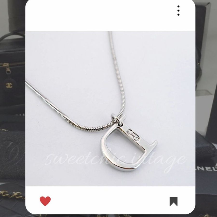 💖9月新品上架 🔥甜價 限時折扣 💖 ✨ChristianDior Logo necklace DIOR 銀色水鑽頸鏈 經典DIOR 頸項款-10