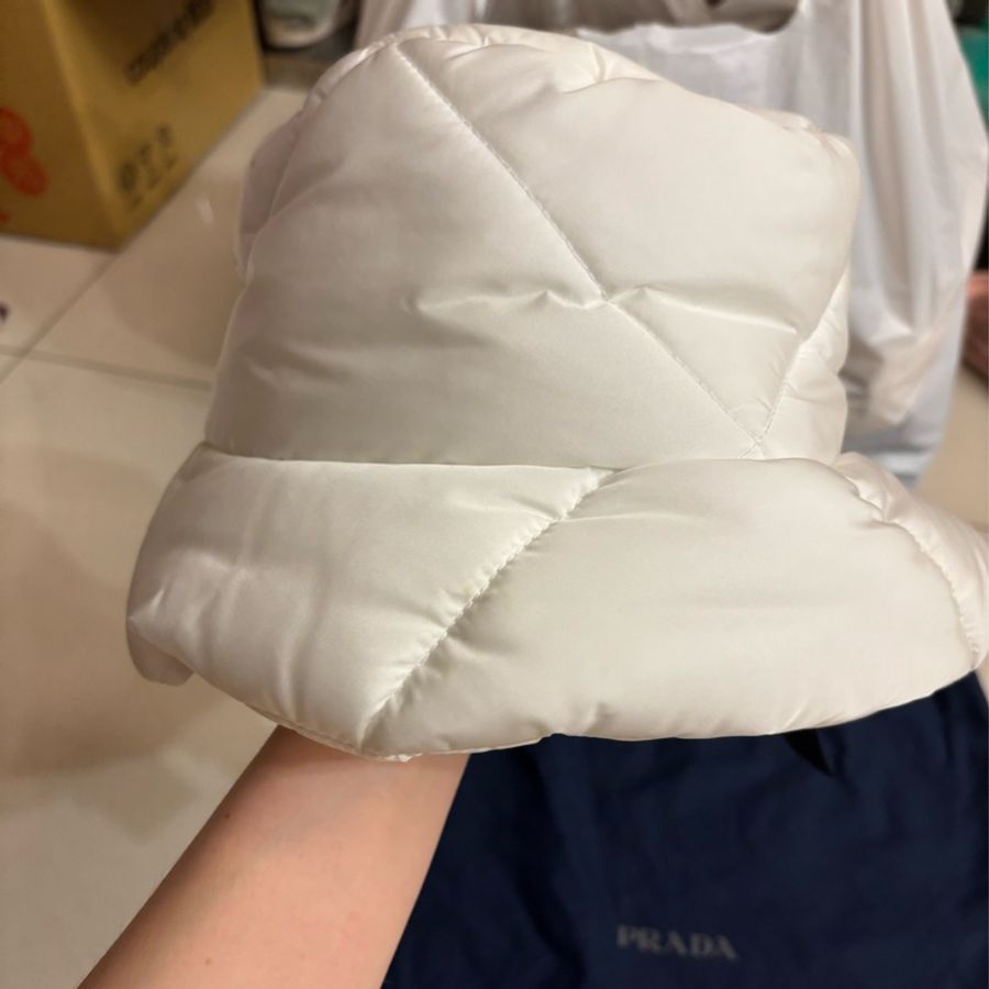 Prada 尼龍白色漁夫帽-3