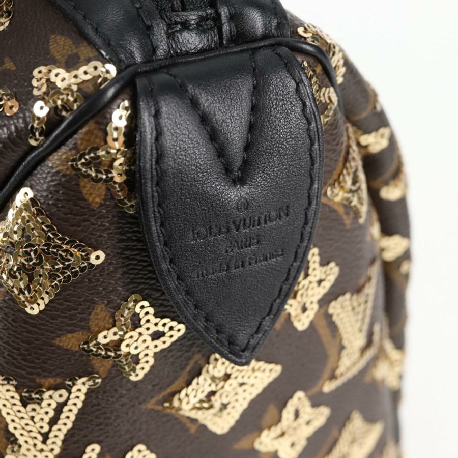 【日本直送】路易威登 Monogram Eclipse 亮片 Speedy 30 手袋 金色 M40244 正品 yk18412M-13