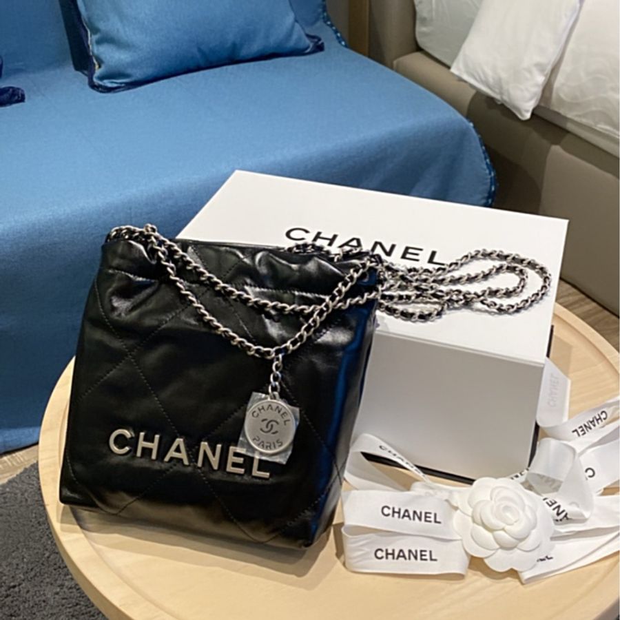 Chanel 22 bag mini 黑銀 垃圾袋 法國總店白盒子-5