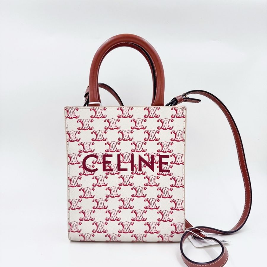 Celine / 賽琳 凱旋門花紋 红色 老花 mini Cabas 手袋-6