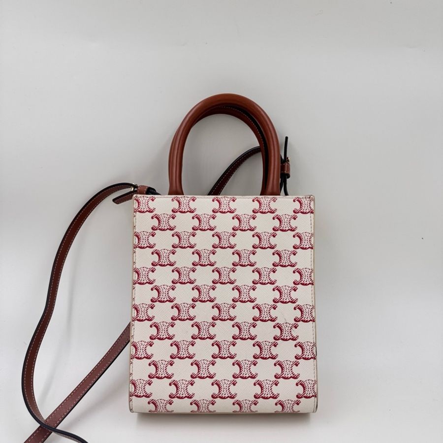 Celine / 賽琳 凱旋門花紋 红色 老花 mini Cabas 手袋-7