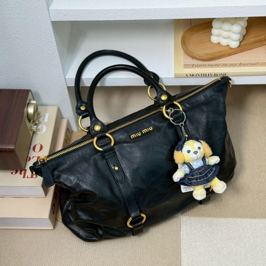 (🌷限時優惠中)🏷️MIUMIU.黑金油蠟皮 機車包-2