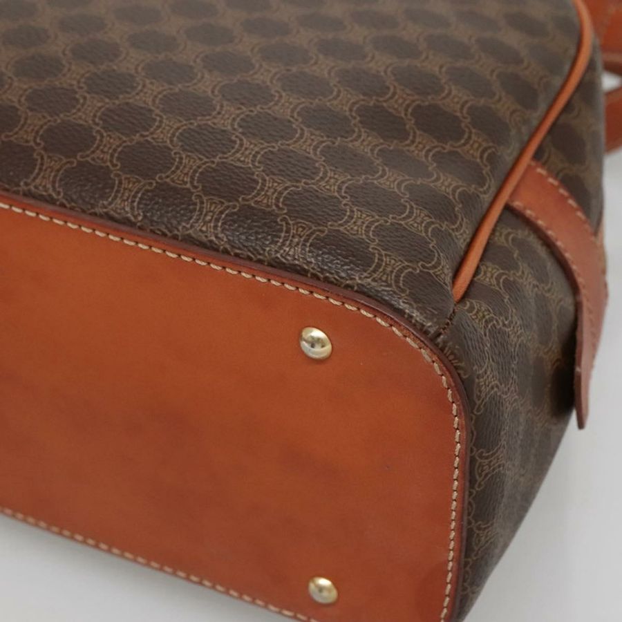 【日本直送】CELINE Macadam帆布手提包 PVC皮革 棕色 金色 正品 ki5919-8